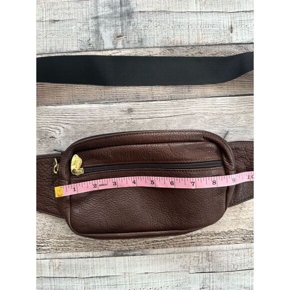 Vintage Libaire Brown Pebble Leather Unisex Waist Belt Bag Fanny Pack One Size - Picture 2 of 9